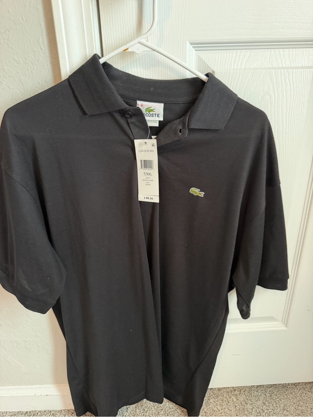 Lacoste Men's Black Polo with Green Crocodile Logo